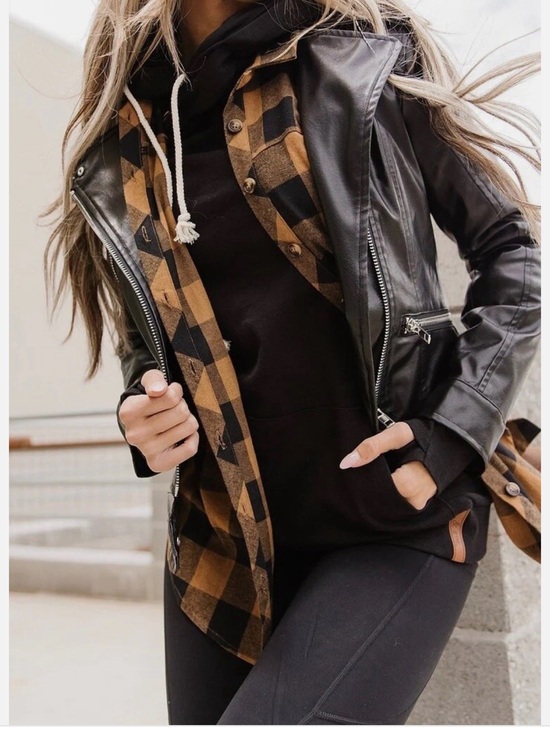 Jackets & Blazers - Women faux leather jacket zip coat
